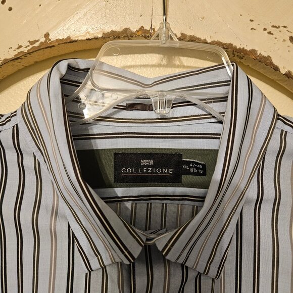 Marks & Spencer Collezione Button down Shirt Men`s XXL Multi Stripped - Picture 8 of 9